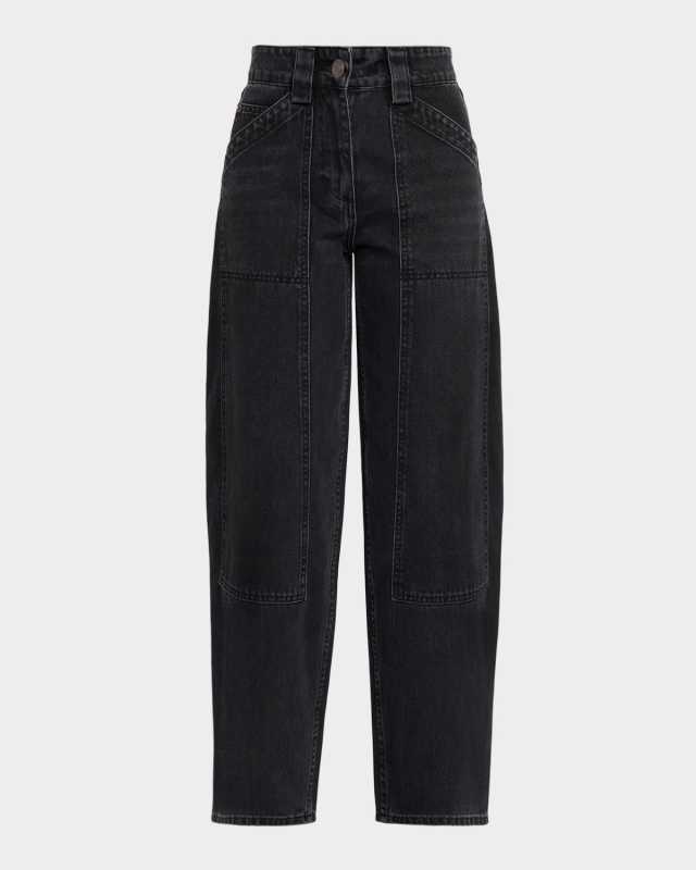 High-Rise Denim Crop Balloon Pants